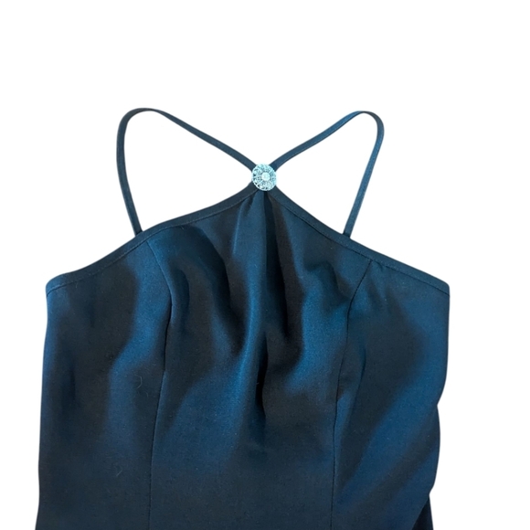 Vtg 90s Black Rachel Green FRIENDS Halter Slip Dress Spaghetti Strap  Dress XS - Picture 2 of 8